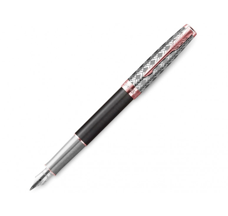 Перьевая ручка Parker Sonnet Premium  GREY GT, перо 18K, перо: F, цвет чернил black, в подарочной упаковке