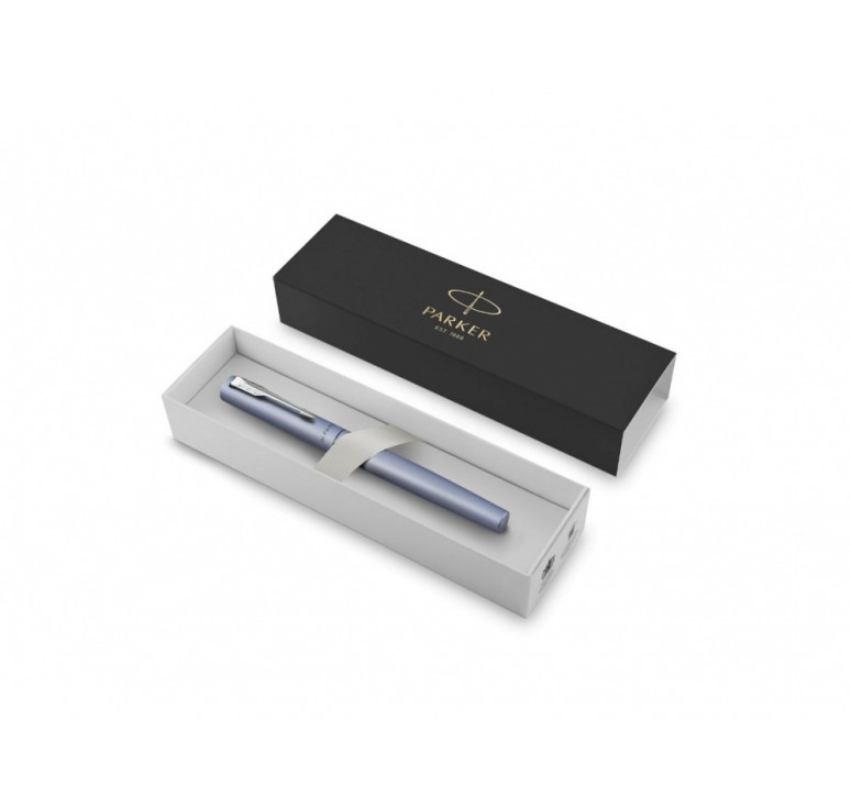 Перьевая ручка Parker Vector XL Silver Blue CT, цвет чернил blue, перо: F/M, в подарочной упаковке.