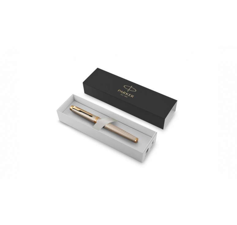 Ручка роллер Parker IM Premium Warm Silver (grey)  GT, стержень: F, цвет чернил: black, в подарочной упаковке.