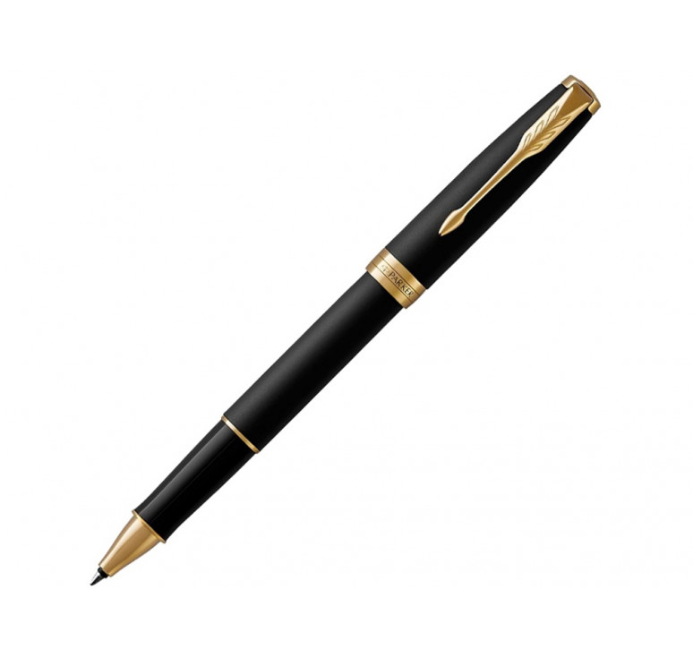 Ручка роллер Parker Sonnet  Matte Black GT, стержень: F, цвет чернил: black, в подарочной упаковке