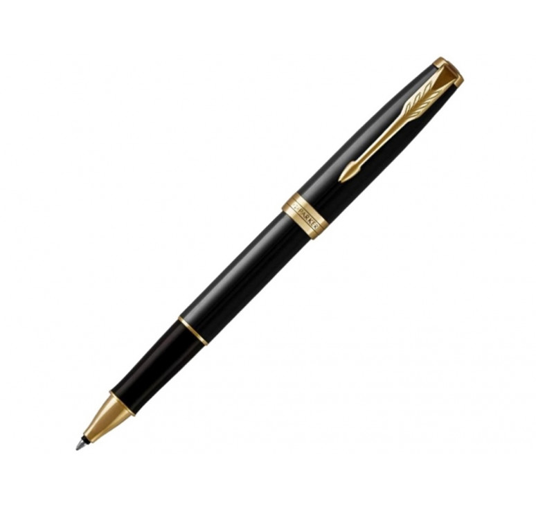Ручка-роллер Parker Sonnet Black Lacquer GT, стержень: F, цвет чернил: black, в подарочной упаковке