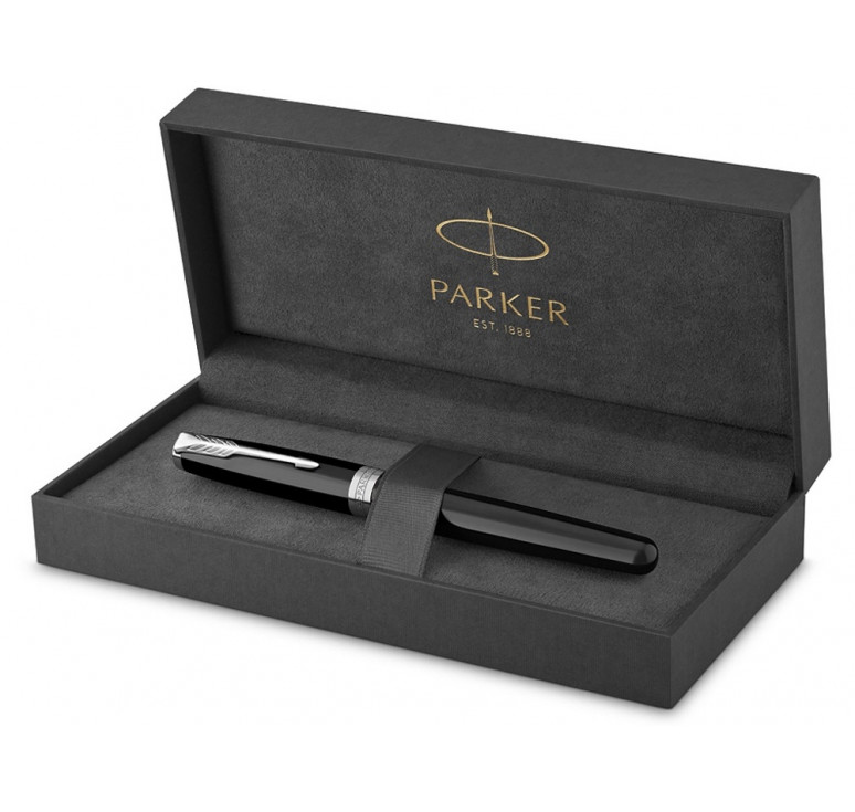 Ручка-роллер Parker Sonnet T539, цвет: Laque Black СT,  стержень: F, цвет чернил: black, в подарочной упаковке