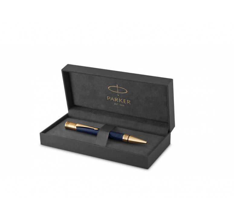 Шариковая ручка Parker  Duofold Prestige Blue Chevron GT, стержень: M, цвет чернил: black, в подарочной упаковке.