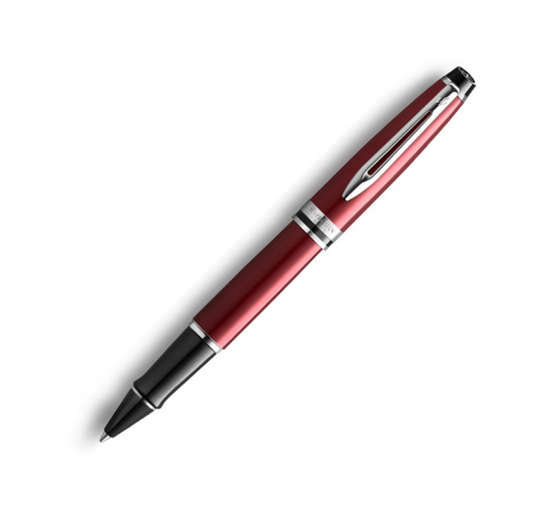 Ручка-роллер Waterman Expert Dark Red Lacquer CT Black, стержень: Fblk