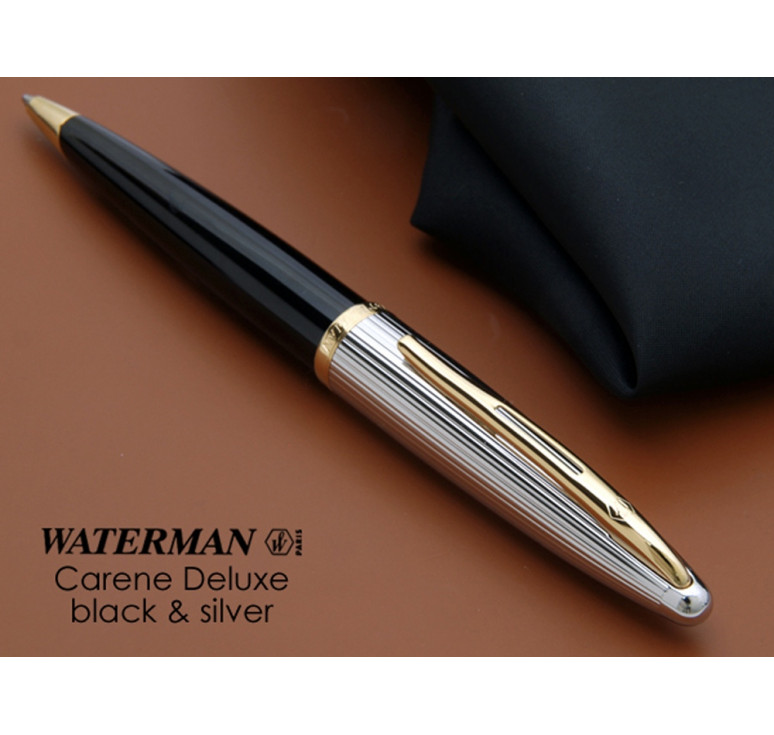 Шариковая ручка Waterman Carene De Luxe, цвет: Black/Silver, стержень: Mblue