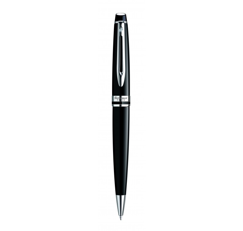 Роллерная ручка Waterman Expert Black CT. Корпус - лак, детали дизайна с палладиевым покрытием