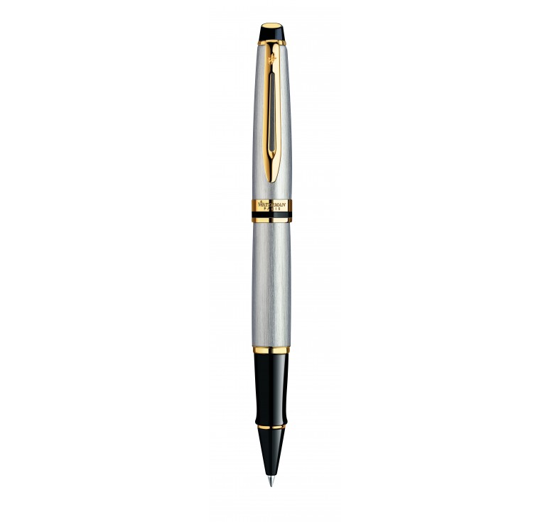 Роллерная ручка Waterman Expert Stainless Steal GT. Корпус - лак, детали дизайна: позолота 23К