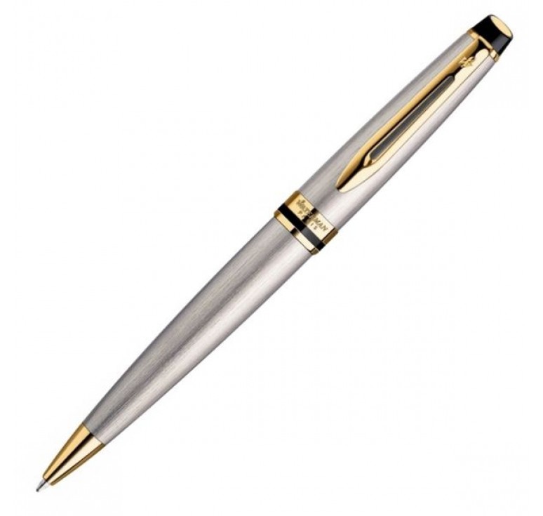 Шариковая ручка Waterman Expert Stainless Steal GT. Корпус - лак, детали дизайна: позолота 23К