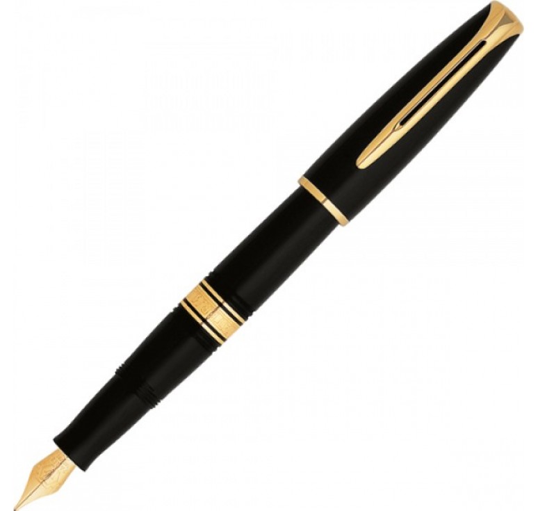 Перьевая ручка Waterman Charlestone Ebony Black  GT. Перо - золото 18К, детали дизайна: позолота 23К