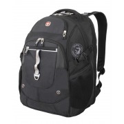 Рюкзак WENGER, 15”, чёрный/серебристый, полиэстер 900D/М2 добби/искуственная кожа, 34x22x46 см, 34 л