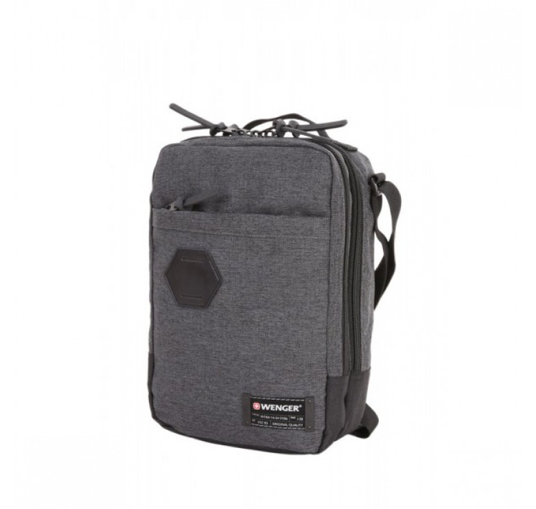 Сумка наплечная вертикальная WENGER, cерая, ткань Grey Heather/ полиэстер 600D PU , 19х11х28 см, 6 л