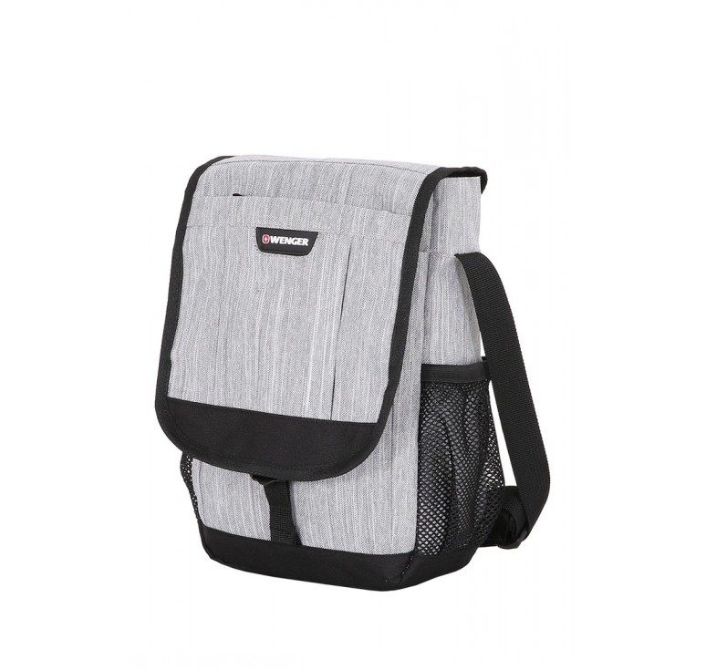 Сумка наплечная вертикальная WENGER, cерая, ткань Grey Heather/ полиэстер 600D PU, 28x7,6x34,3см