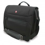 Сумка наплечная WENGER 15'', чёрная, 3 отделения, полиэстер 1480D добби, 41x10x36 см, 15 л