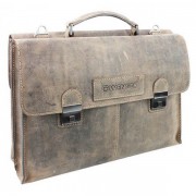 Портфель двусторонний WENGER "STONEHIDE", коричневый, кожа, 40x11x31 см