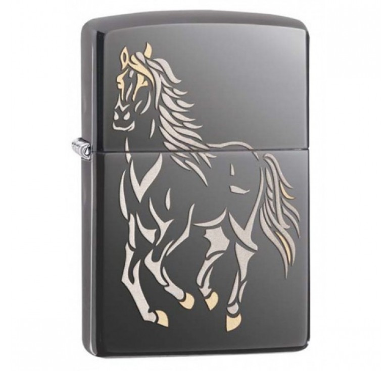 Зажигалка ZIPPO Classic с покрытием Black Ice ®, латунь/сталь, чёрная, глянцевая, 36x12x56 мм