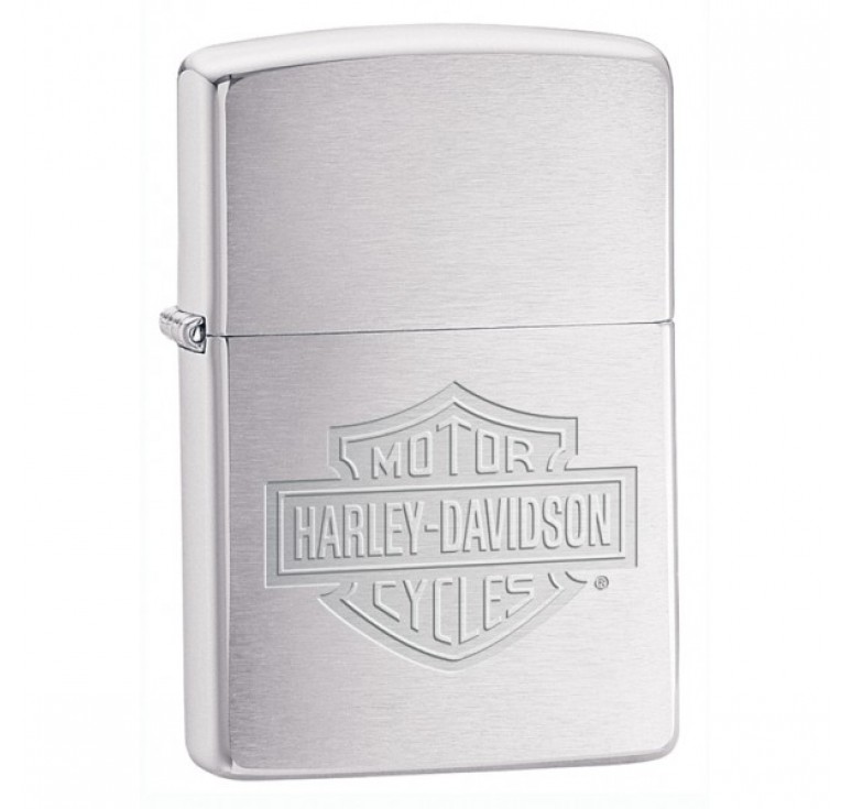 Зажигалка ZIPPO Harley-Davidson®, с покрытием Brushed Chrome, латунь/сталь, серебристая, 36x12x56 мм