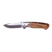 Нож складной Stinger, 85 мм (серебристый), рукоять: сталь/дерево (серебр.-корич.), коробка картон