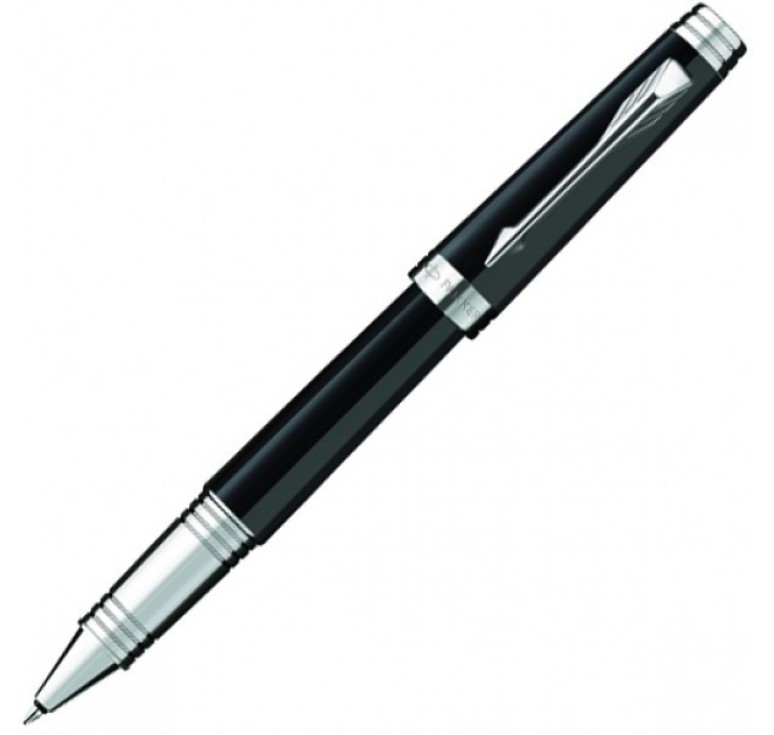 Роллерная ручка Parker Premier, цвет - черный/серебро