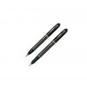 Набор Pierre Cardin PEN&PEN: ручка шариковая + роллер. Латунь. Цвет - черный c серым. Упаковка Е-1