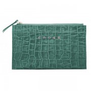 Клатч мини Cross Bebe Coco, кожа наппа фактурная, цвет зелёный/рыжий, 21 х 15 х 1 см