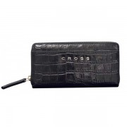 Кошелёк Cross Bebe Coco, кожа наппа фактурная, цвет чёрный/розовый, 18,8 х 10,2 х 1,5 см
