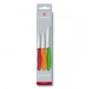 Набор из 3 ножей для овощей VICTORINOX: красный нож 8 см, оранжевый нож 8 см, зелёный нож 11 см