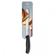 Нож для хлеба VICTORINOX SwissClassic, лезвие 21 см с серейторной заточкой, чёрный, в блистере