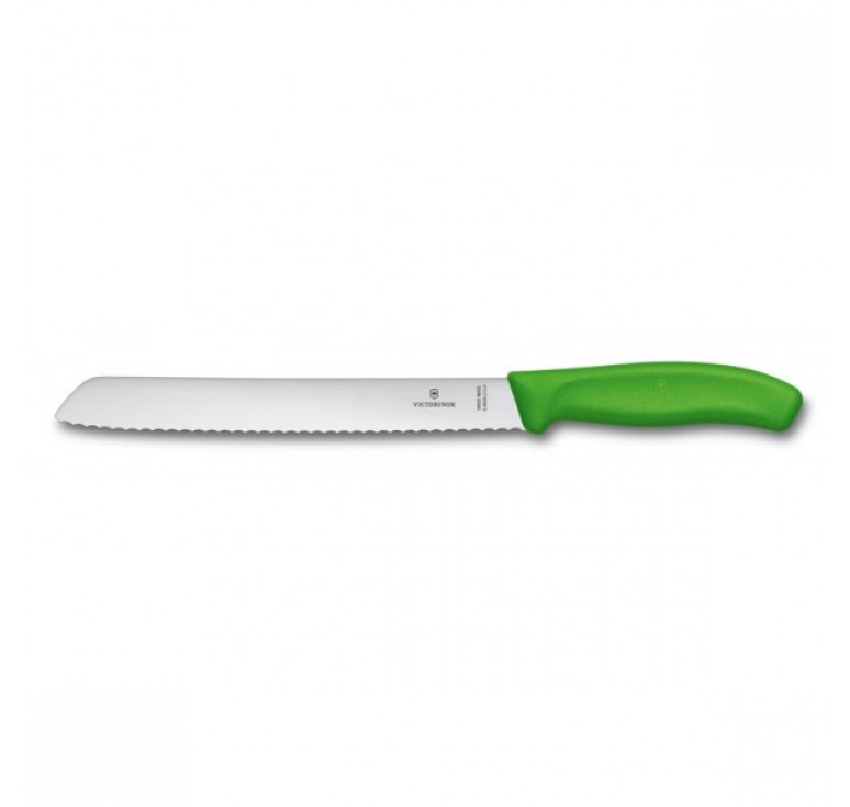 Нож для хлеба VICTORINOX SwissClassic, лезвие 21 см с серейторной заточкой, зелёный, в блистере