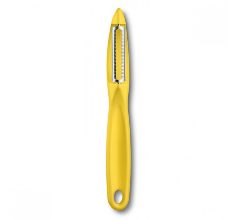 Нож для чистки овощей VICTORINOX универсальный, двустороннее зубчатое лезвие, жёлтая рукоять