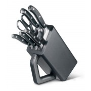 Набор из 6 кованых кухонных приборов VICTORINOX: 5 ножей и ножницы, в антрацитовой подставке из бука
