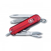 Нож-брелок VICTORINOX Signature, 58 мм, 7 функций, полупрозрачный красный