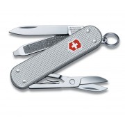 Нож-брелок VICTORINOX Classic Alox, 58 мм, 5 функций, алюминиевая рукоять, серебристый