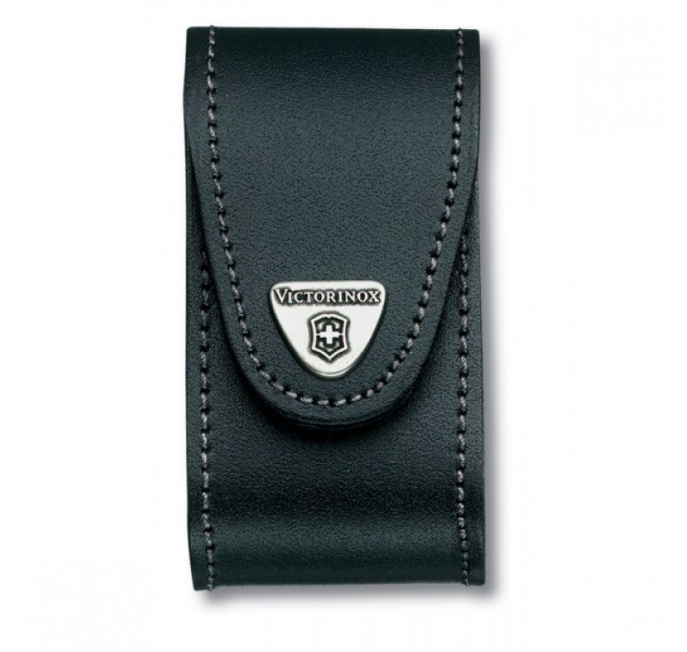 Чехол на ремень VICTORINOX для ножей 91 мм толщиной 5-8 уровней, с клипсой, кожаный, чёрный