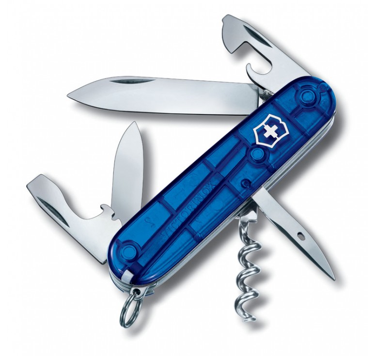 Нож перочинный VICTORINOX Spartan, 91 мм, 12 функций, полупрозрачный синий