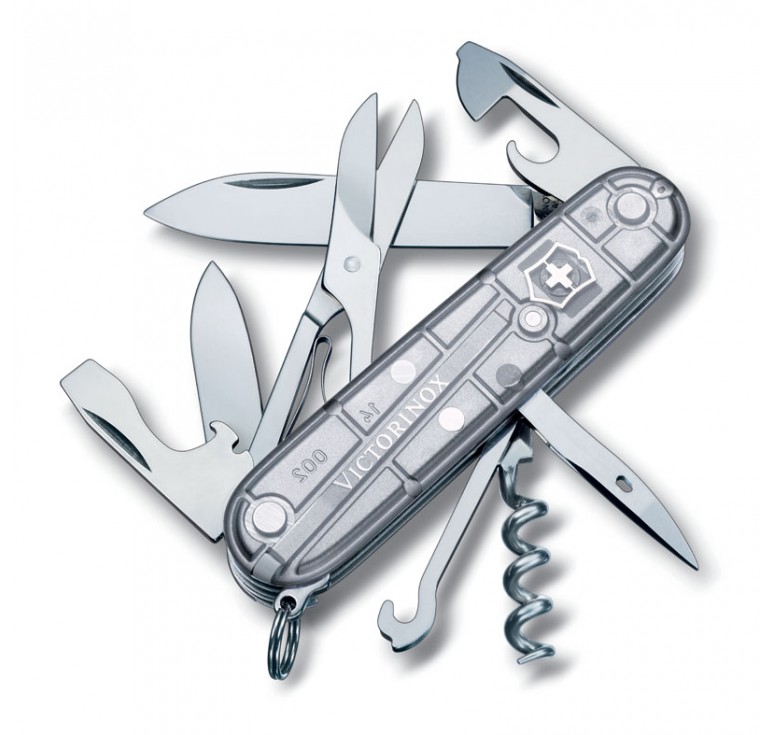 Нож перочинный VICTORINOX Climber, 91 мм, 14 функций,  полупрозрачный серебристый
