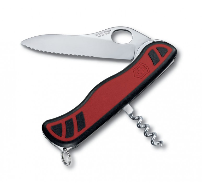 Нож перочинный VICTORINOX Sentinel One Hand, 111 мм, 3 функции, с фиксатором, красный с чёрным