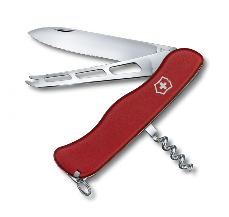 Нож перочинный VICTORINOX Cheese Knife, 111 мм, 6 функций, с фиксатором лезвия, красный