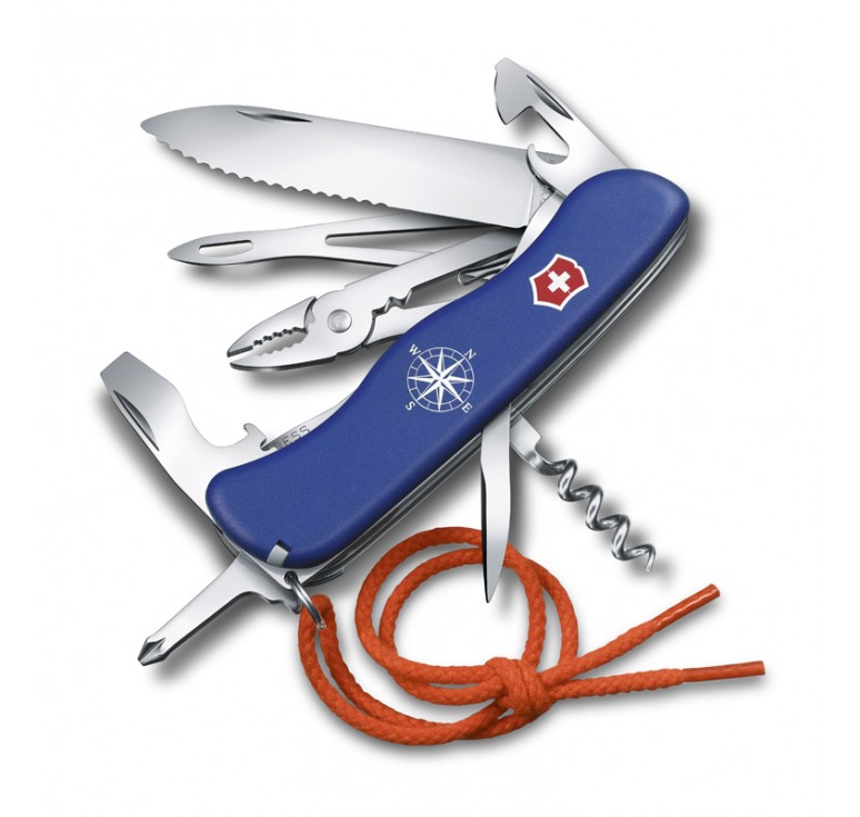 Нож перочинный VICTORINOX Skipper, 111 мм, 18 функций, с фиксатором лезвия, чехлом и шнурком, синий