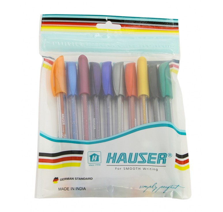 Набор: Гелевая ручка Hauser Bling, чернила с блестками - 10шт, чехол